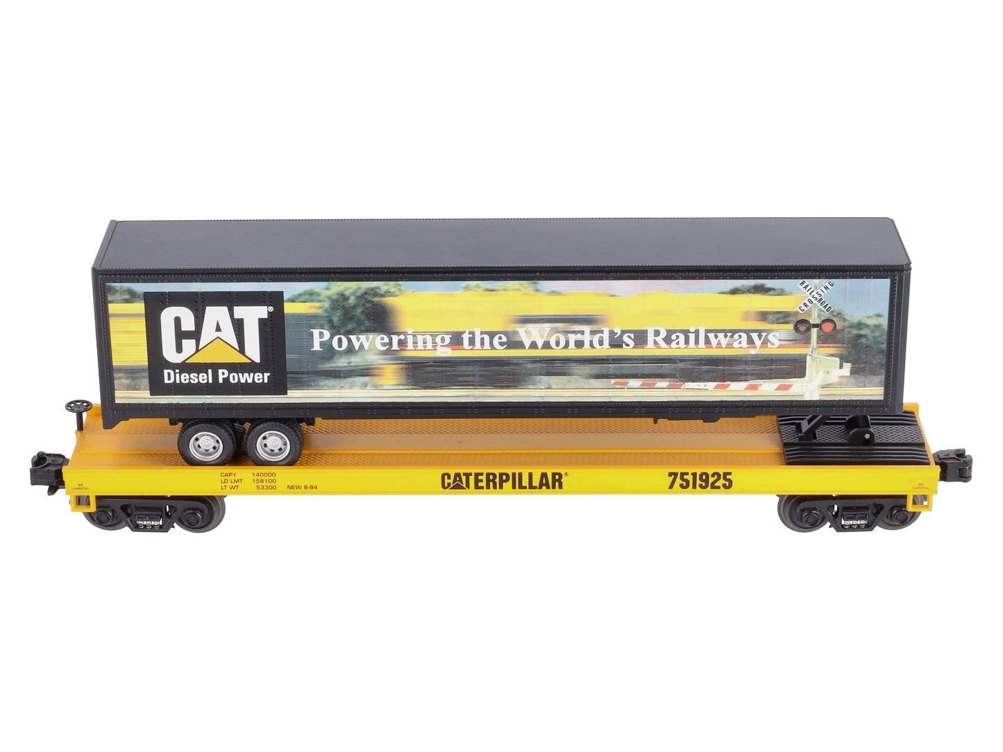 MTH 20-98135 O Gauge Caterpillar Flat Car with 48' Trailer #751925 LN/Box