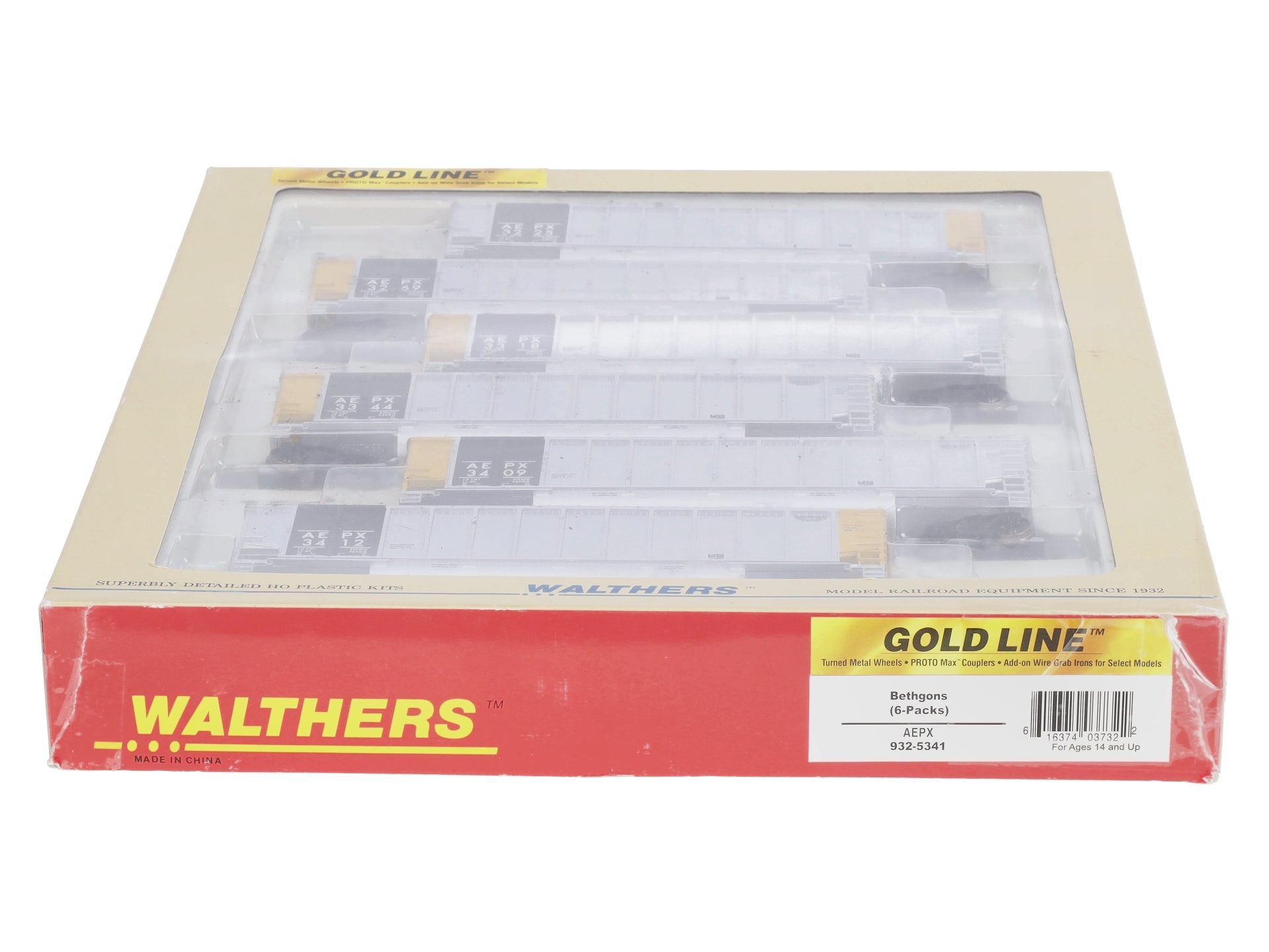 Walthers 932-5341 HO Scale AEPX Bethgons Hopper Cars w/ Coal Load (Pack of 6) LN/Box