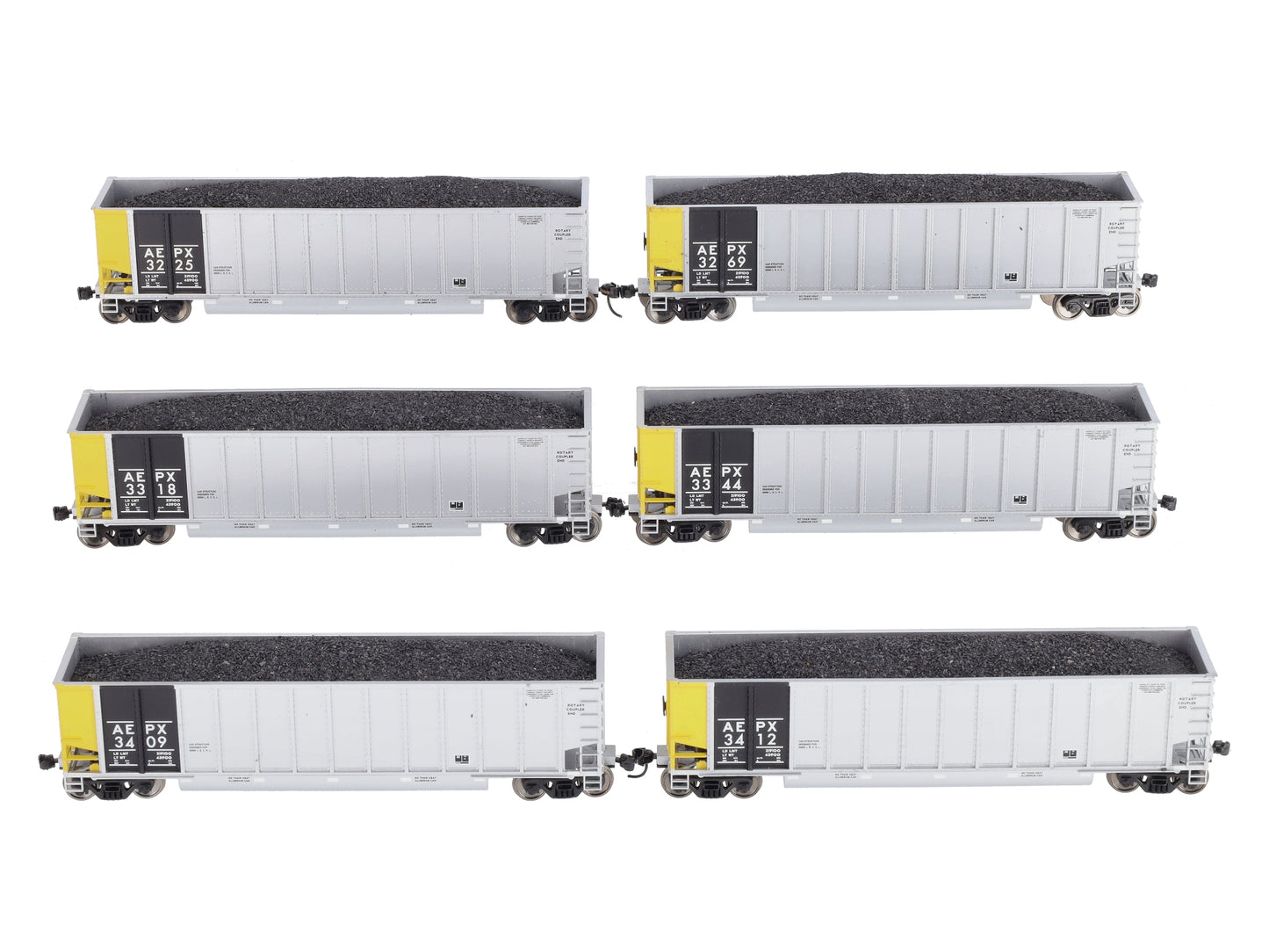 Walthers 932-5341 HO Scale AEPX Bethgons Hopper Cars w/ Coal Load (Pack of 6) LN/Box