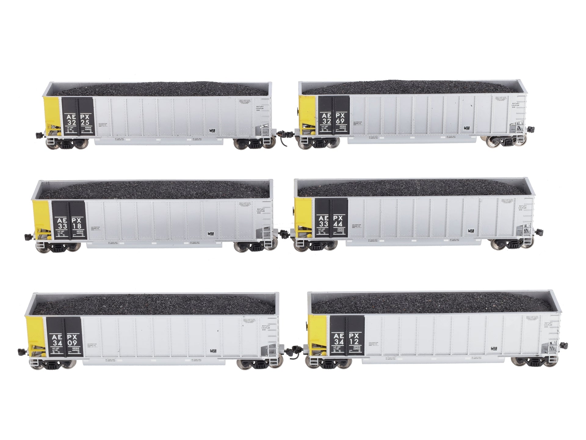 Walthers 932-5341 HO Scale AEPX Bethgons Hopper Cars w/ Coal Load (Pack of 6) LN/Box