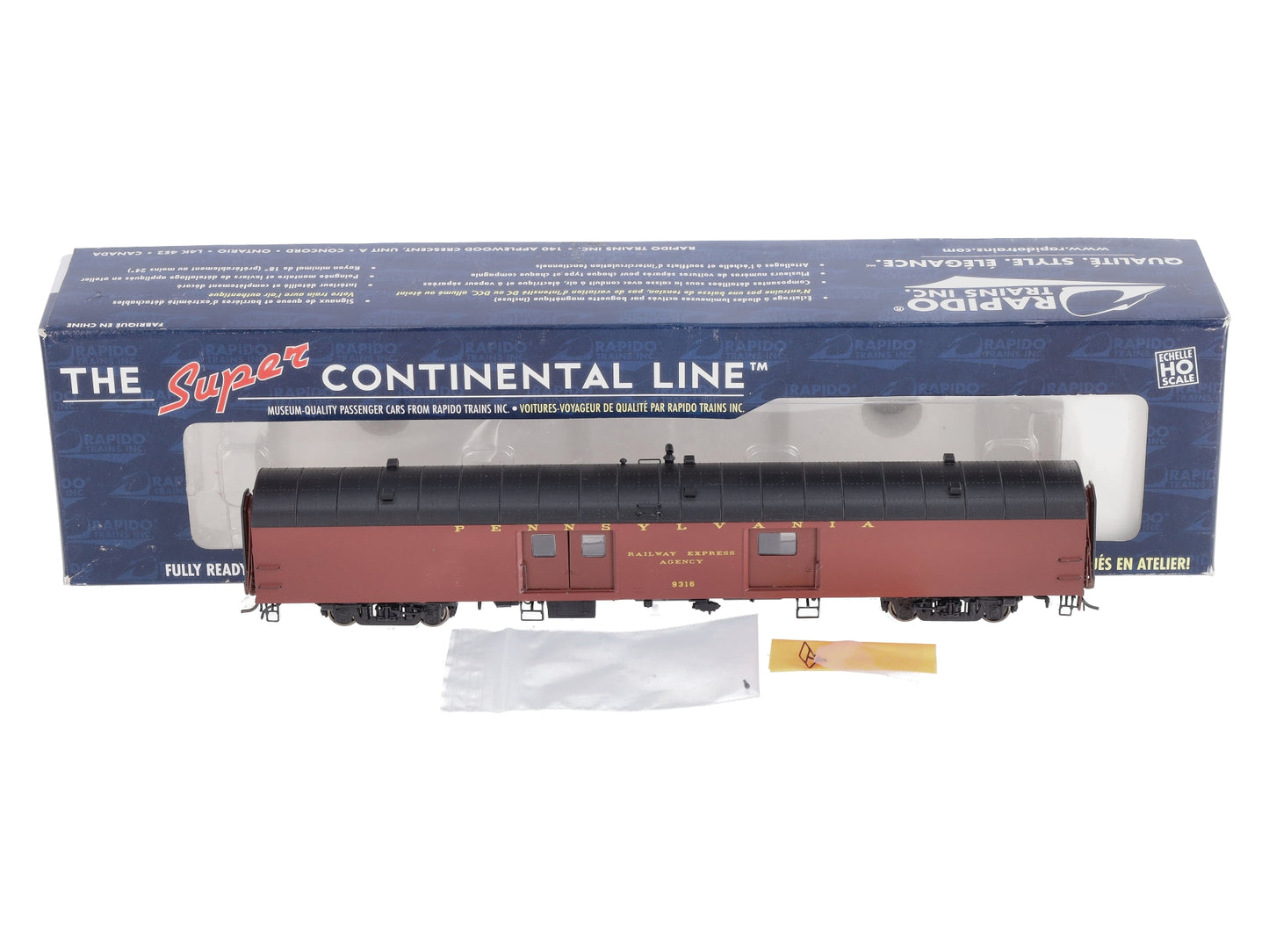 Rapido Trains 106071 HO Scale Pennsylvania 73' 6" Smooth Side Baggage #9316