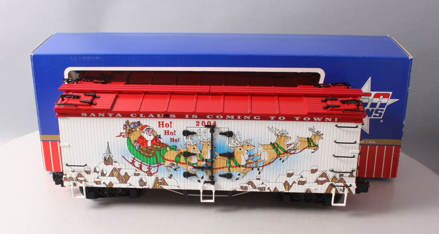 USA Trains R13022 G 2004 Christmas Refrigerator Car - Plastic Wheels LN/Box