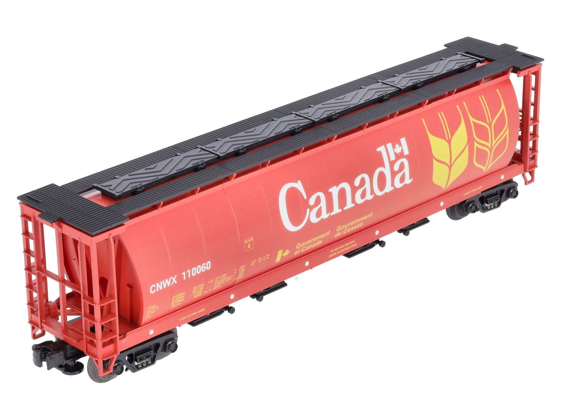 MTH 20-97400 O Gauge Canada 4-Bay Cylindrical Grain Hopper #110060 LN