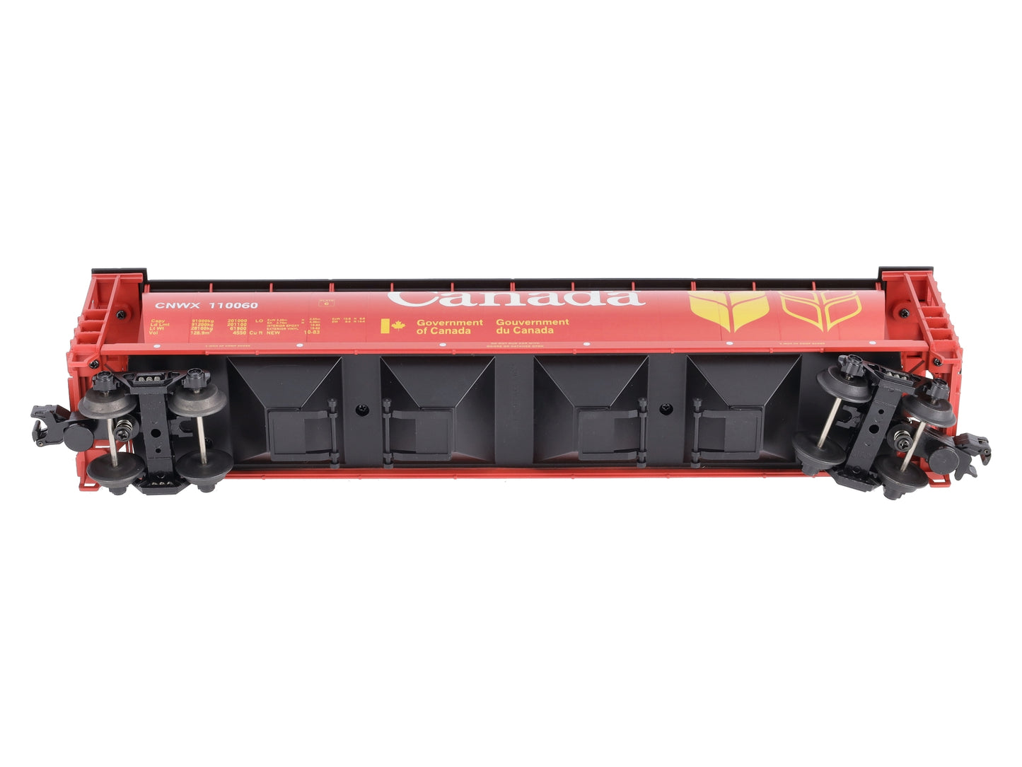 MTH 20-97400 O Gauge Canada 4-Bay Cylindrical Grain Hopper #110060 LN