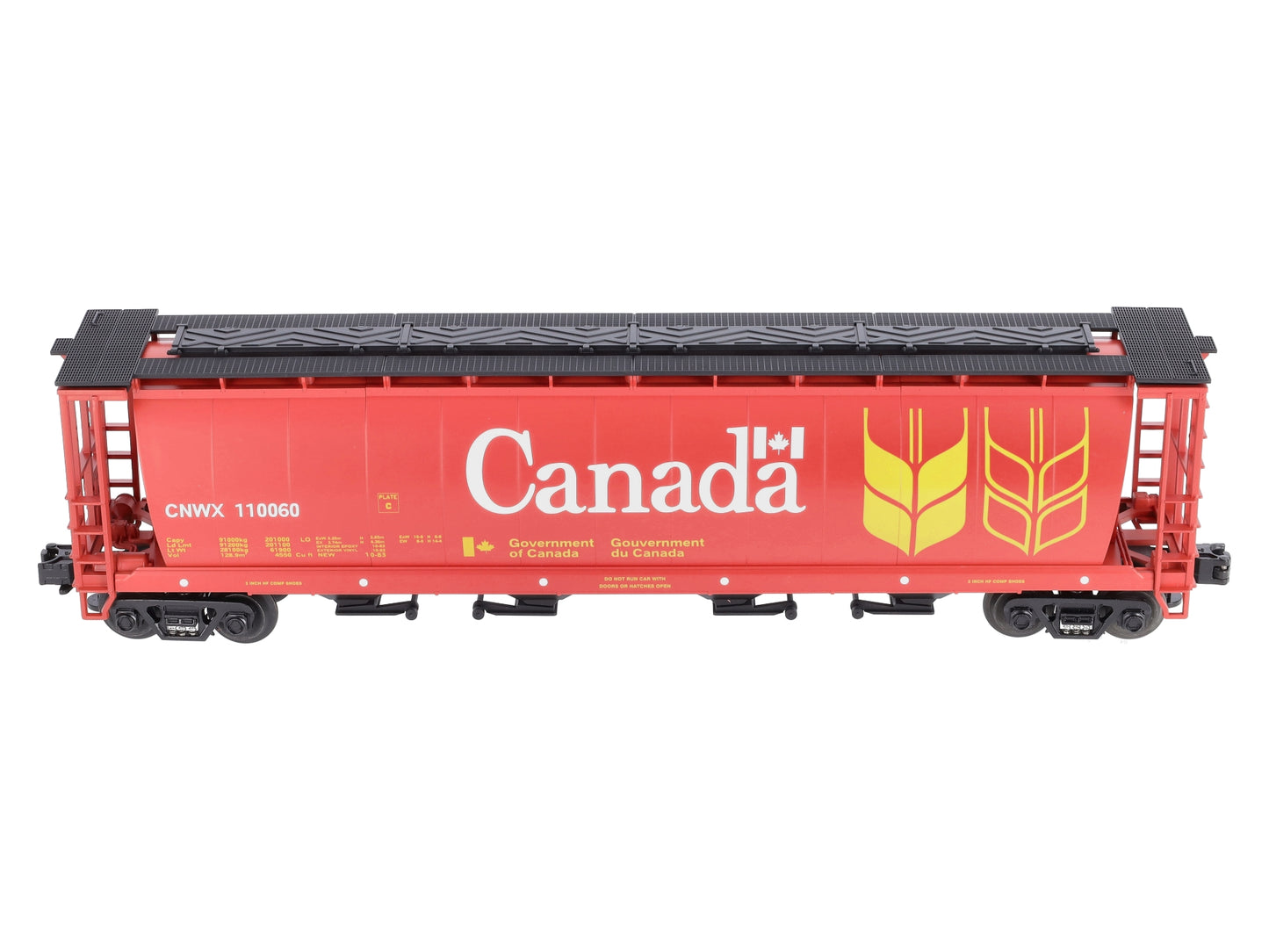 MTH 20-97400 O Gauge Canada 4-Bay Cylindrical Grain Hopper #110060 LN