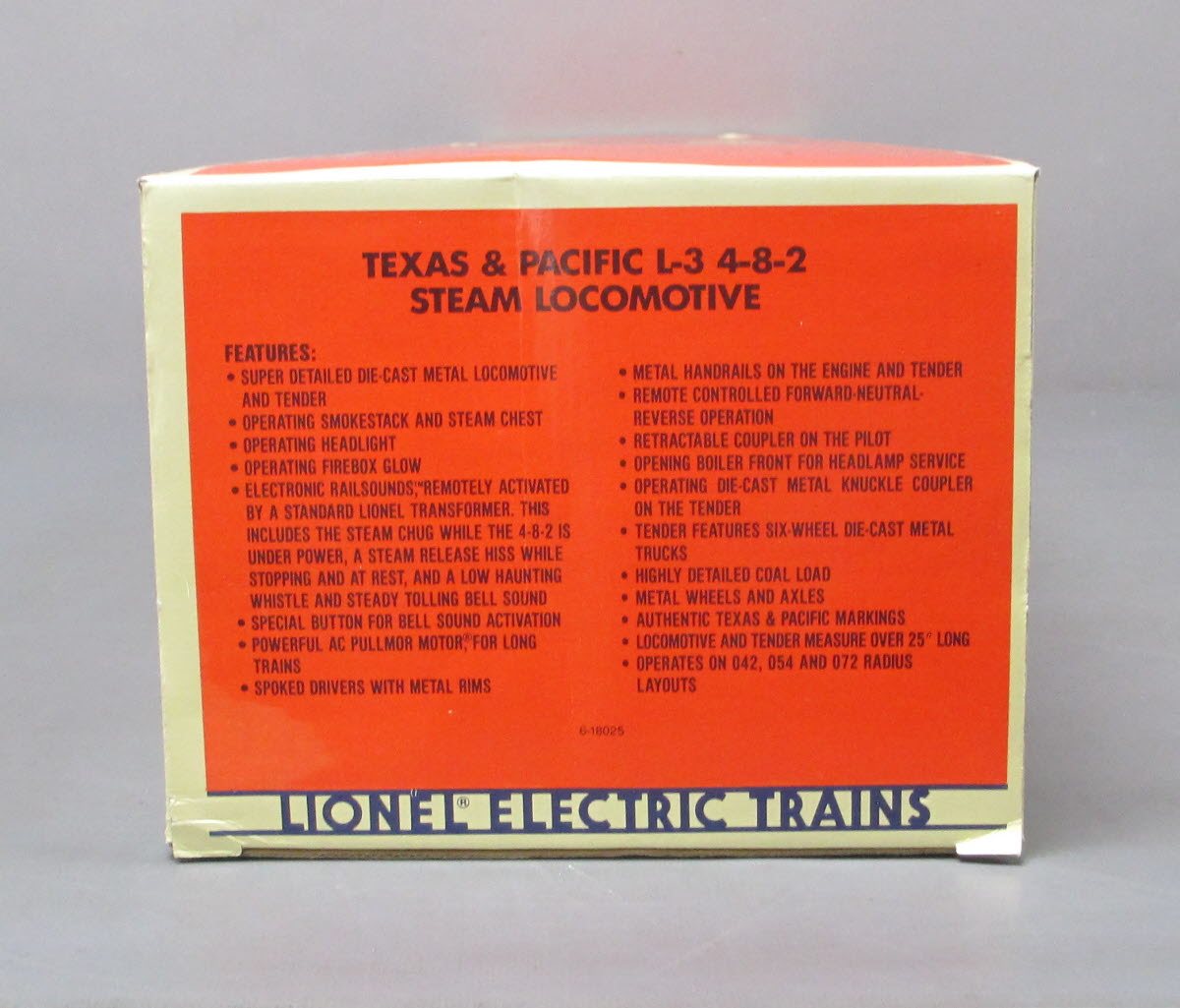 Lionel 6-18025 O Gauge Texas & Pacific 4-8-2 Steam Locomotive & Tender w/RS #907 LN/Box