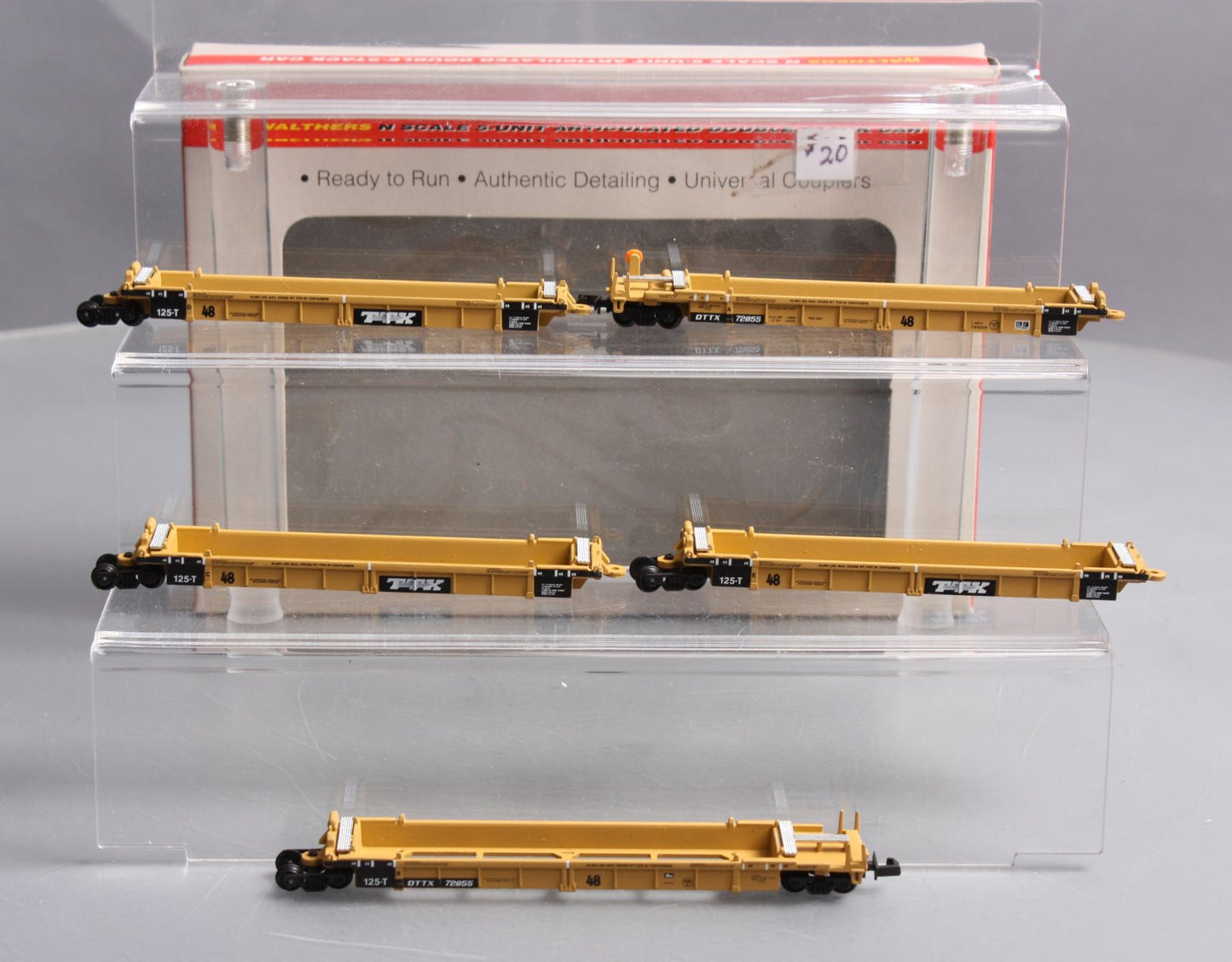 Walthers 932-8108 N Scale TTX 5-Unit Double Stack Car Set #72855 EX/Box