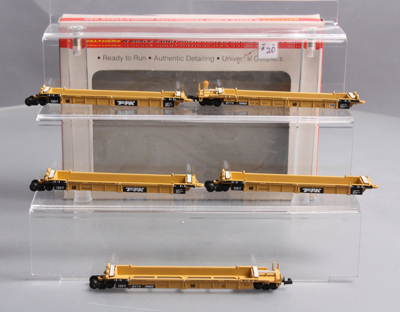 Walthers 932-8108 N Scale TTX 5-Unit Double Stack Car Set #72855 EX/Box