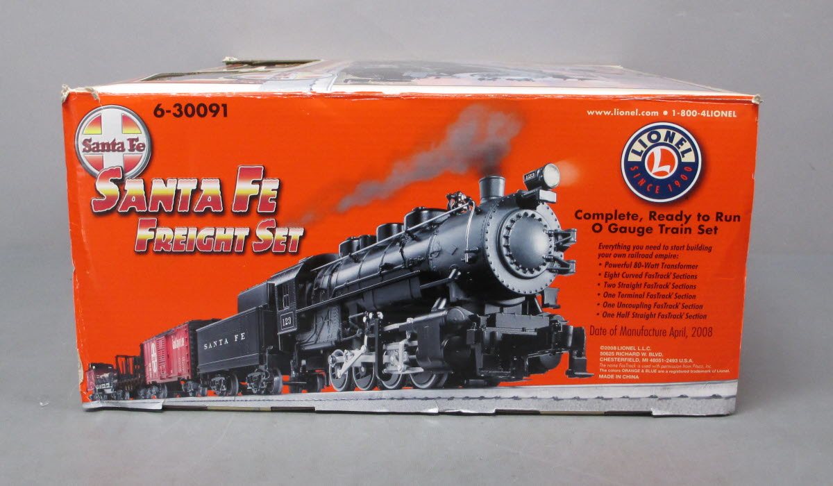 Lionel 6-30091 Santa Fe 0-8-0 O Gauge Steam Freight Train Set NIB