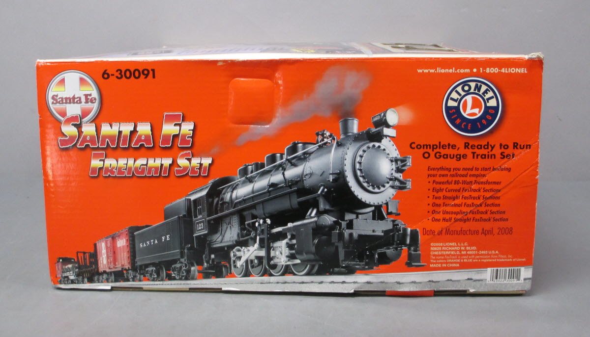 Lionel 6-30091 Santa Fe 0-8-0 O Gauge Steam Freight Train Set NIB
