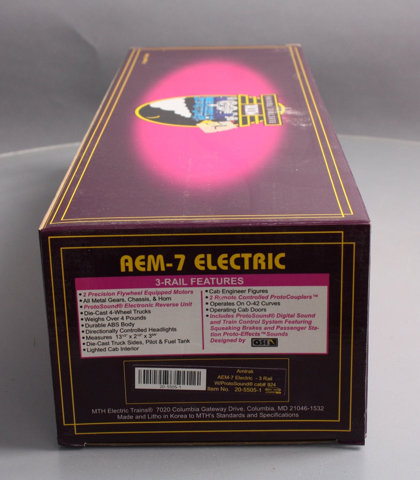 MTH 20-5505-1 O Gauge Amtrak AEM-7 Electric Locomotive w/P.S 1 #924 EX/Box