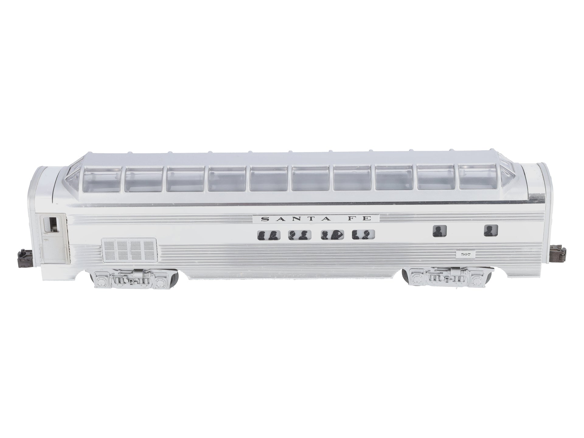 Lionel 6-19128 O Gauge Santa Fe Aluminum Full Vista Dome Car #507 NIB