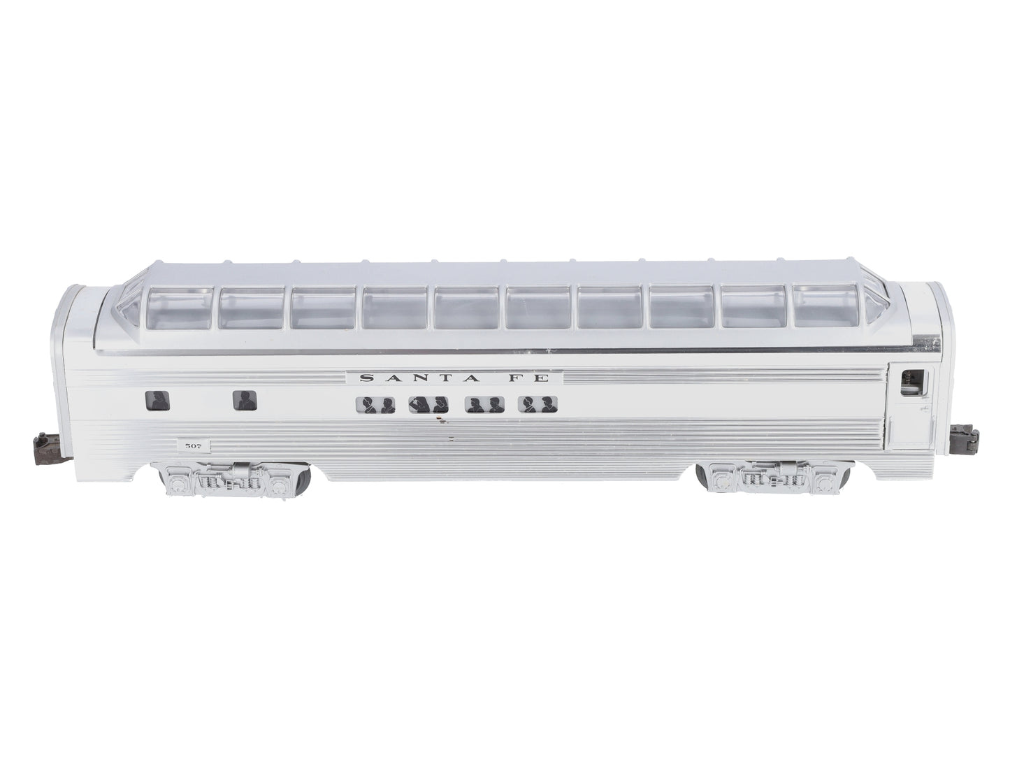 Lionel 6-19128 O Gauge Santa Fe Aluminum Full Vista Dome Car #507 EX/Box