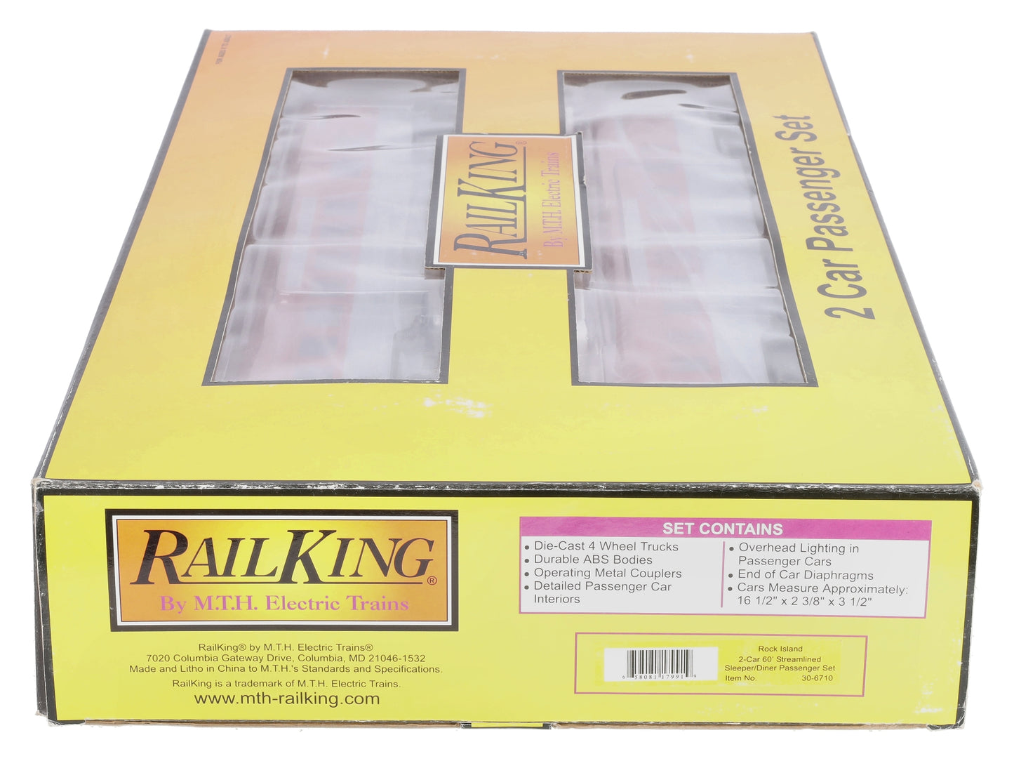 MTH 30-6710 O RI 60' Streamlined ABS Sleeper/Diner Passenger Set (Set of 2) LN/Box