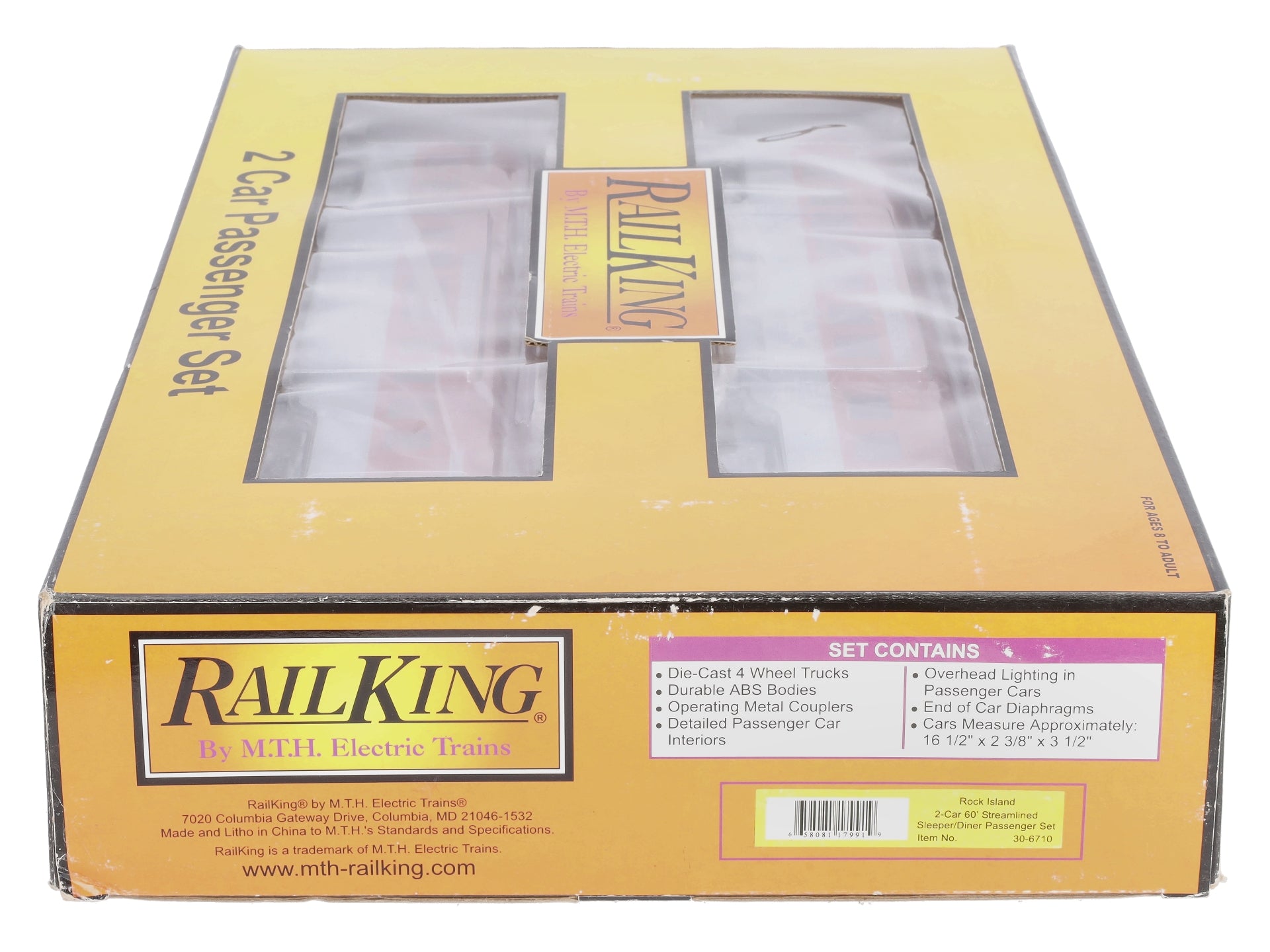 MTH 30-6710 O RI 60' Streamlined ABS Sleeper/Diner Passenger Set (Set of 2) LN/Box