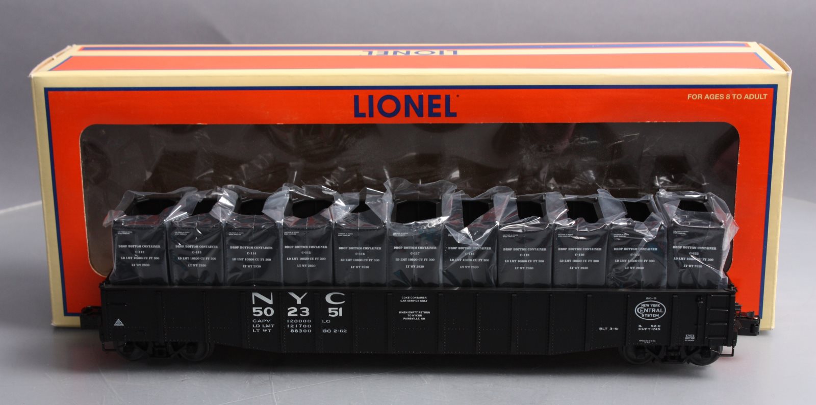 Lionel 6-17473 O Gauge New York Central PS-5 Gondola with Containers #502351 LN/Box