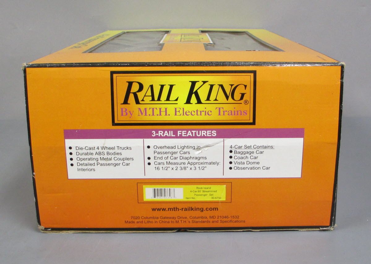 MTH 30-6754 O Rock Island 60' Streamlined ABS Passenger Car Set (Set of 4) EX/Box