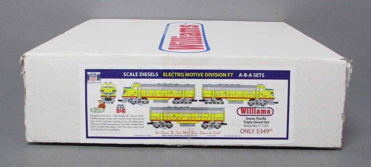 Williams F7-324 Union Pacific F7 ABA Diesel Locomotive Set with True Blast II LN/Box