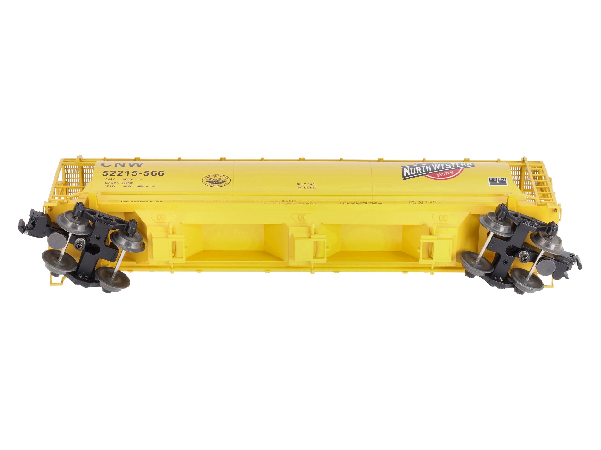 Lionel 6-52215 O Gauge CLRC Chicago & North Western Cylindrical Yellow Hopper MT/Box