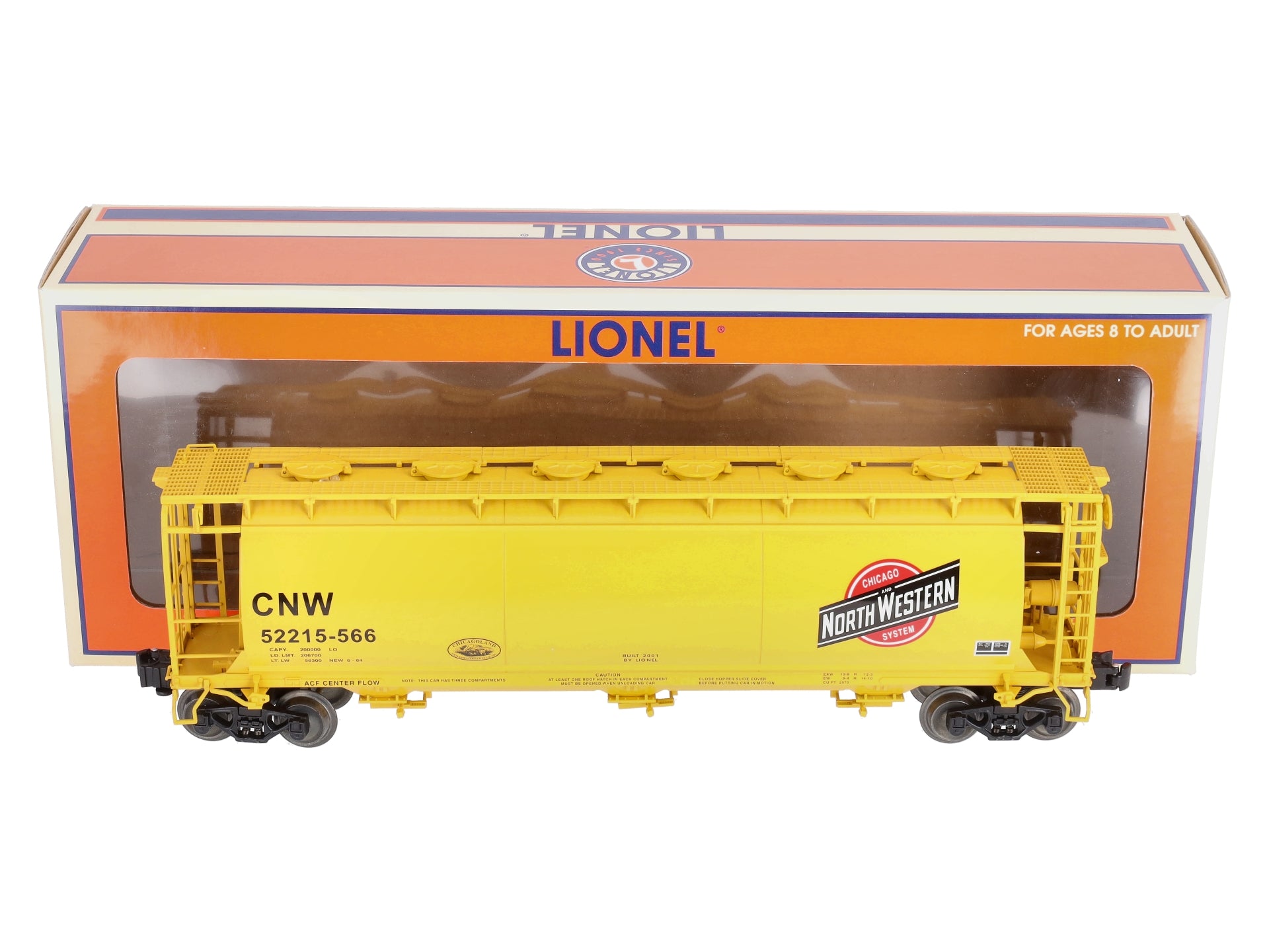 Lionel 6-52215 O Gauge CLRC Chicago & North Western Cylindrical Yellow Hopper MT/Box