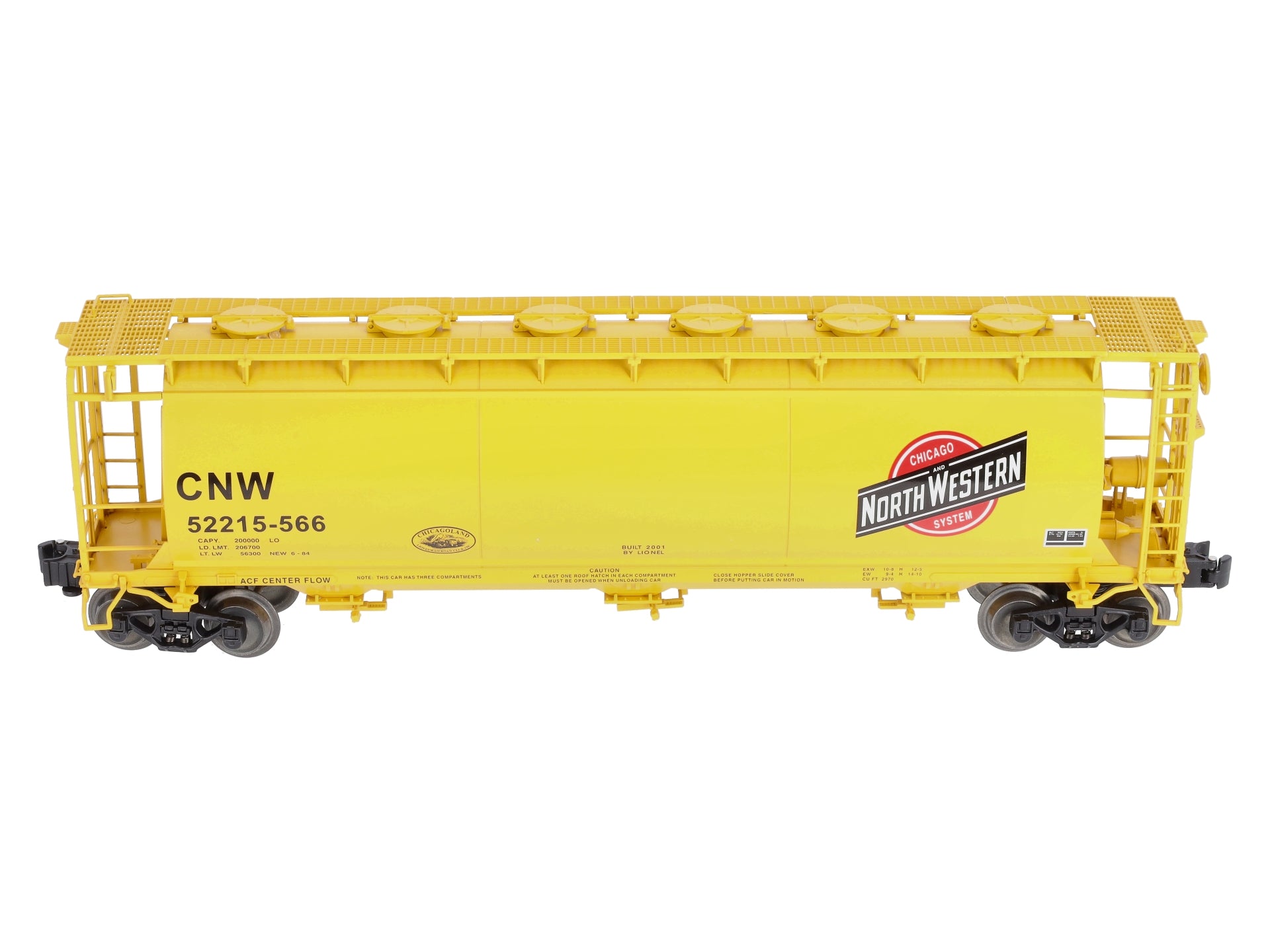Lionel 6-52215 O Gauge CLRC Chicago & North Western Cylindrical Yellow Hopper MT/Box