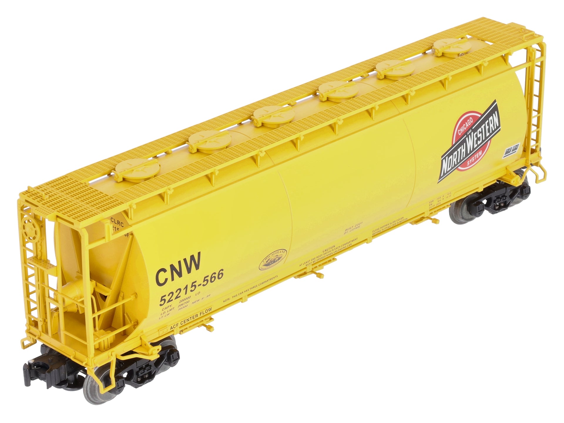 Lionel 6-52215 O Gauge CLRC Chicago & North Western Cylindrical Yellow Hopper MT/Box