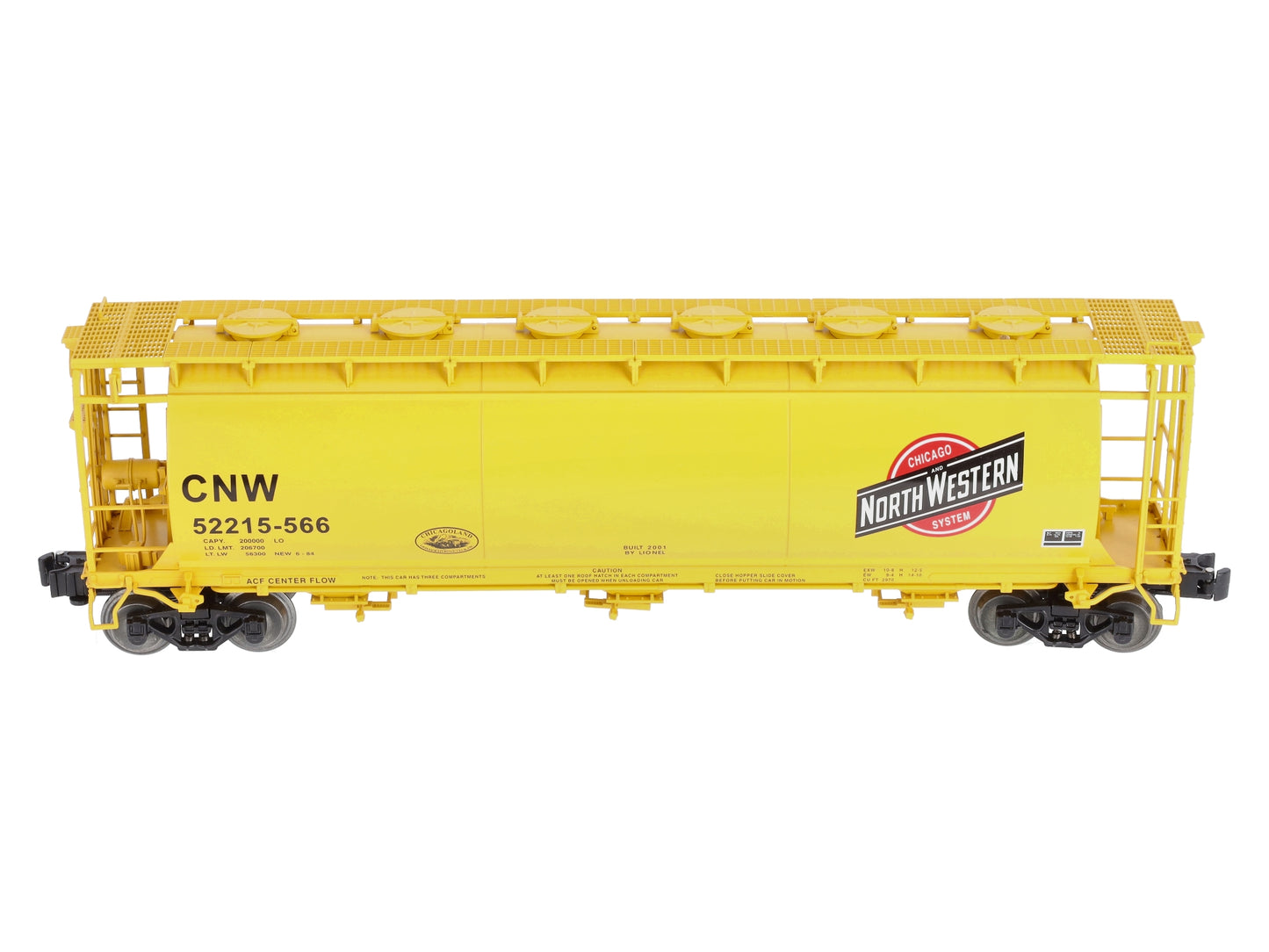 Lionel 6-52215 O Gauge CLRC Chicago & North Western Cylindrical Yellow Hopper MT/Box