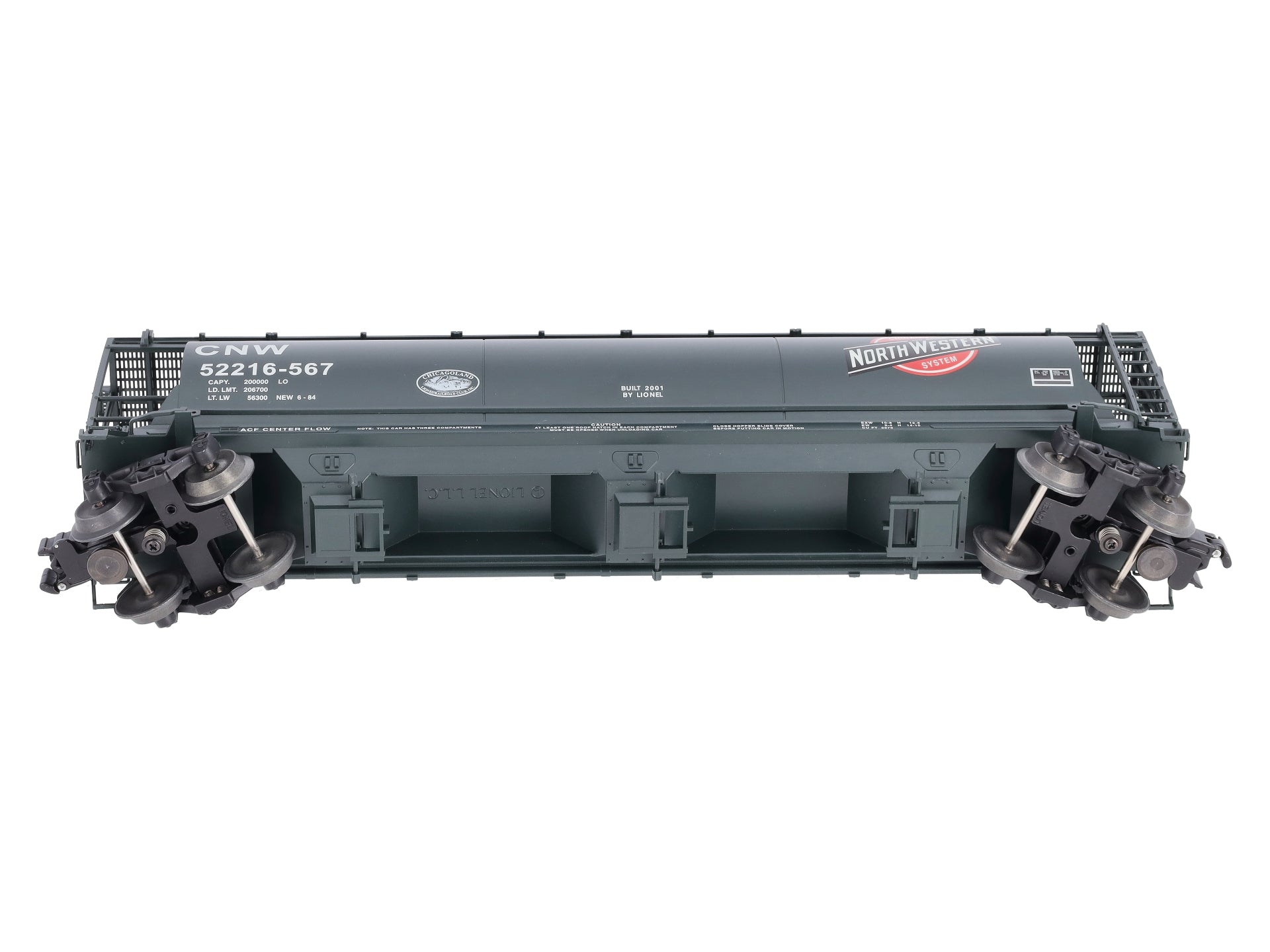 Lionel 6-52216 O Gauge CLRC Chicago & North Western Cylindrical Green Hopper NIB