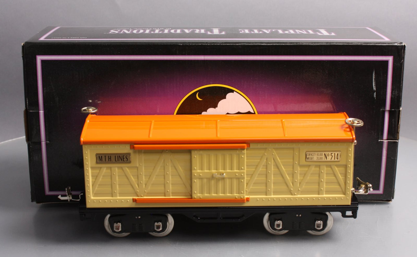 MTH 10-1086 Std. Gauge 500 Series Cream Boxcar #514 with Brass Trim