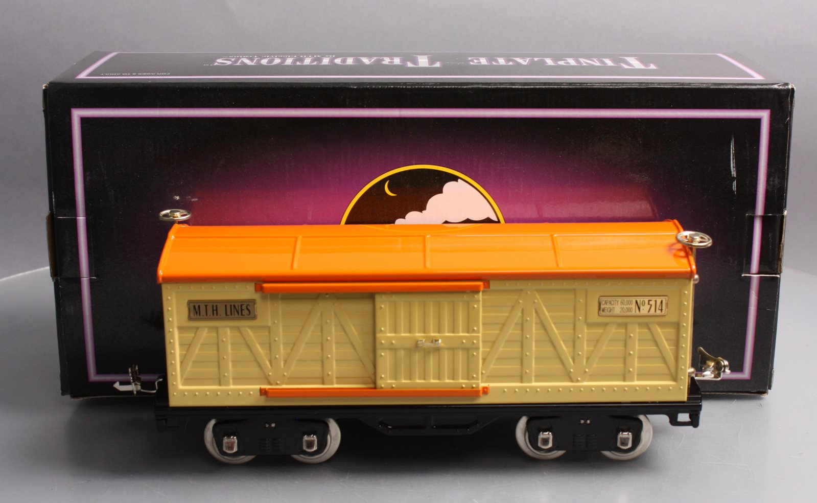 MTH 10-1086 Std. Gauge 500 Series Cream Boxcar #514 with Brass Trim