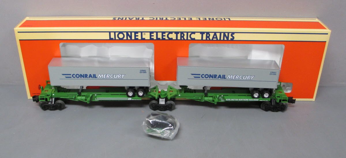 Lionel 6-52041 O Gauge LOTS 1994 Burlington Northern TTUX Flat Car with Trailers LN/Box