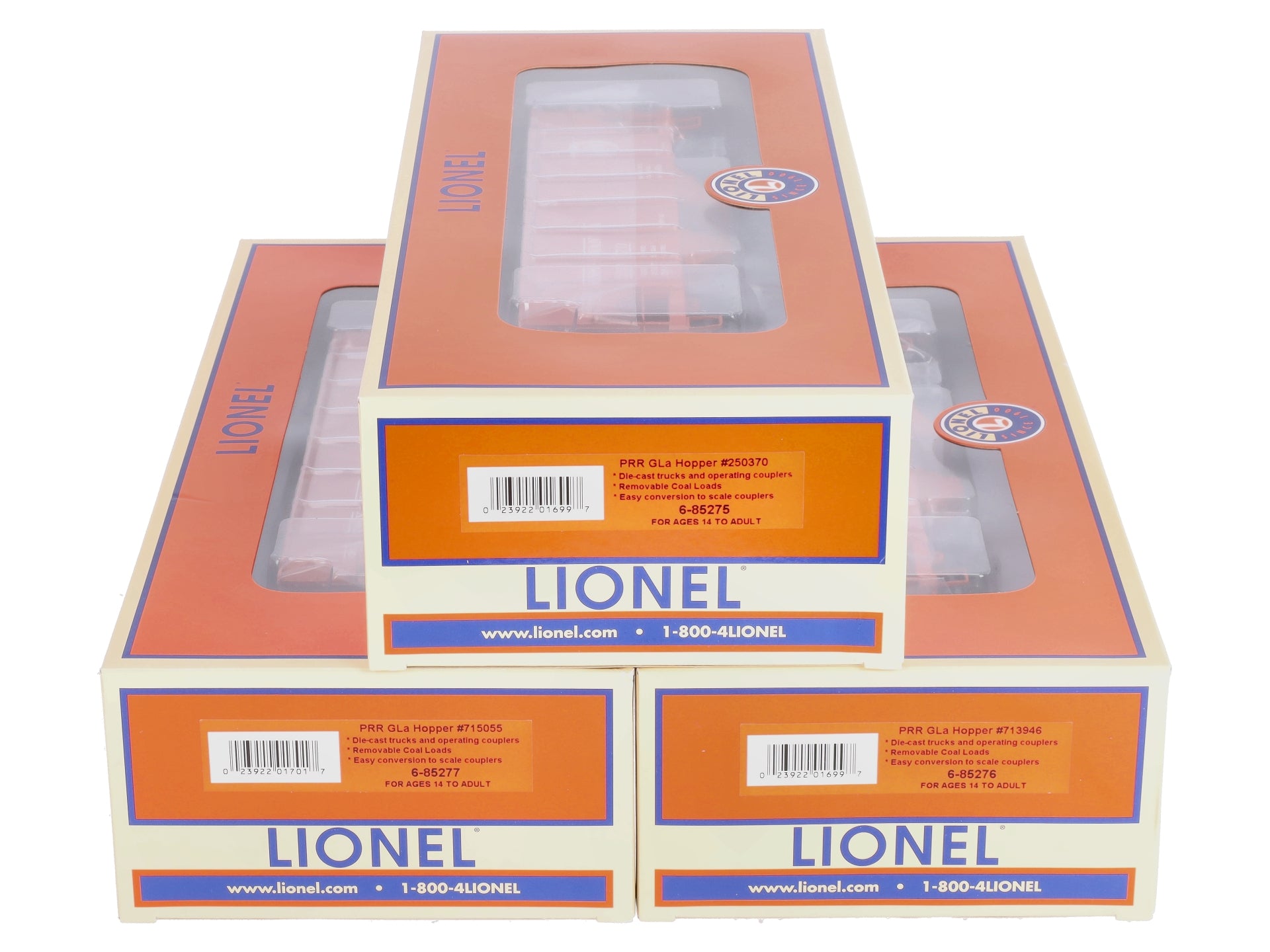 Lionel 6-85274 O Gauge Pennsylvania GLA 2-Bay Hopper w/ Coal Load (Set of 3) LN/Box