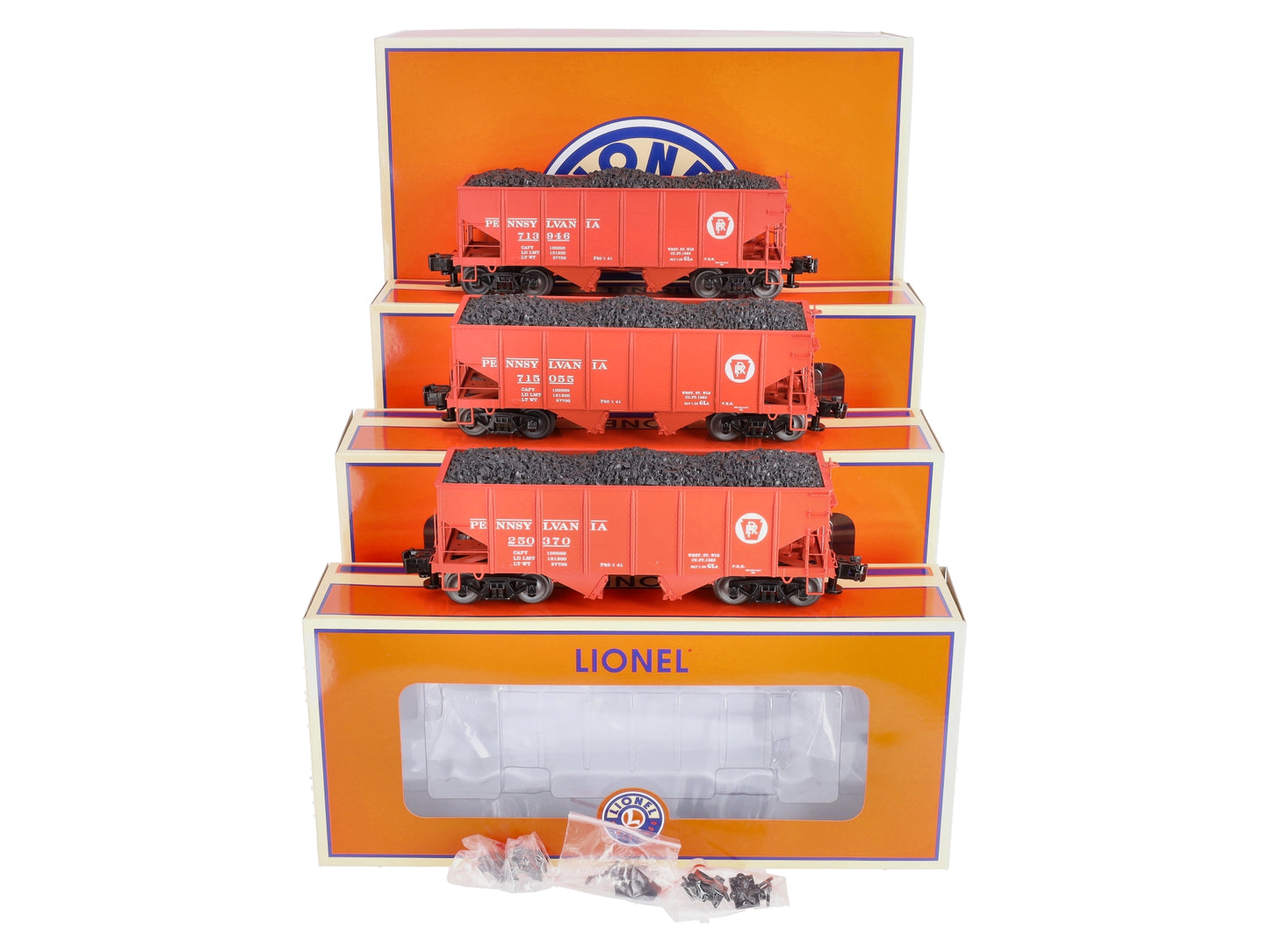 Lionel 6-85274 O Gauge Pennsylvania GLA 2-Bay Hopper w/ Coal Load (Set of 3) LN/Box