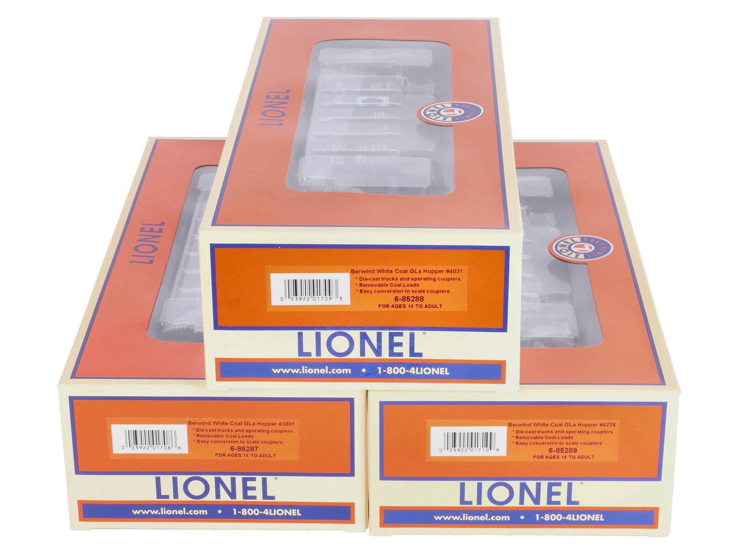 Lionel 6-85286 O Gauge Berwind White Coal GLa 2-Bay Hopper (Set of 3) LN/Box