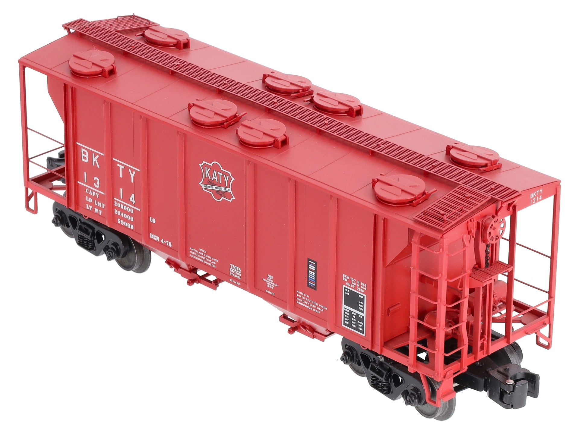 Lionel 6-17076 O Gauge Missouri-Kansas-Texas PS-2 2-Bay Hopper Car #1314 LN/Box