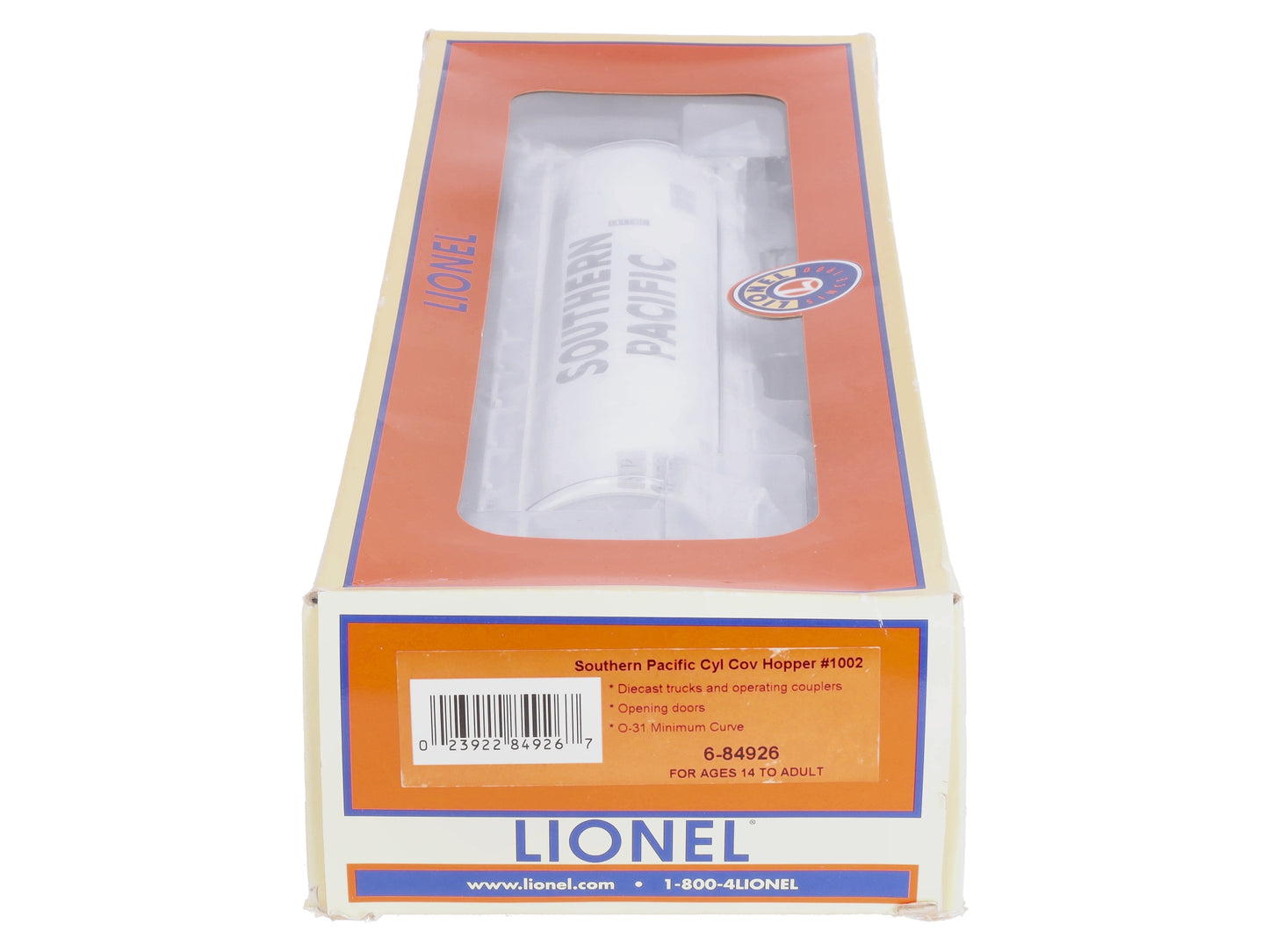 Lionel 6-84926 O Southern Pacific Cylindrical Covered Hopper #1002