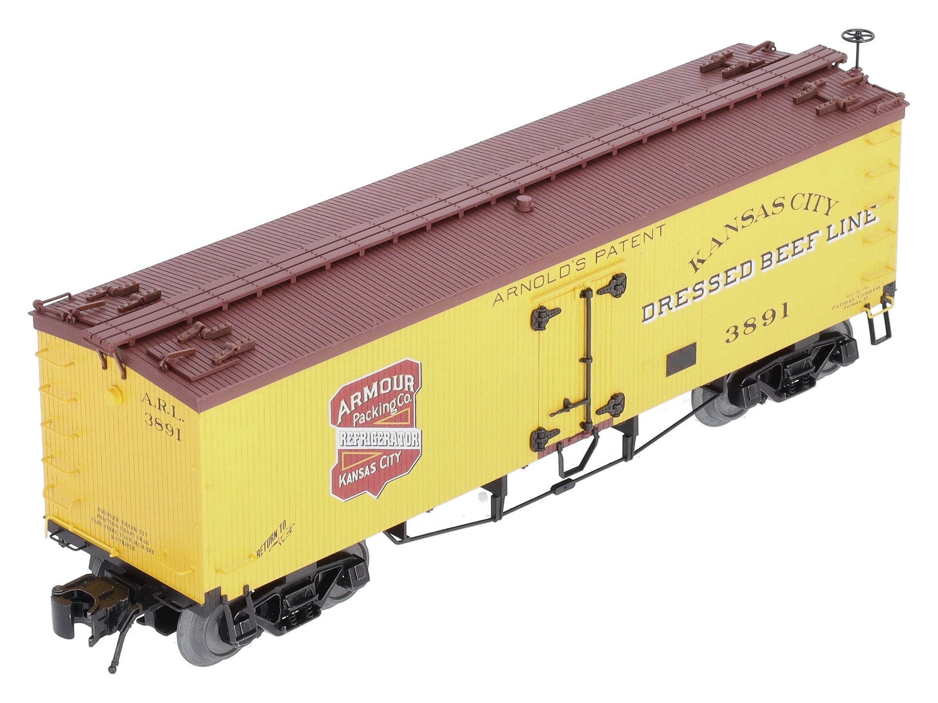 Atlas 3001427S O Gauge KC Armour Packing Co. 36' Wood Reefer Car #3891 (3-Rail) LN/Box