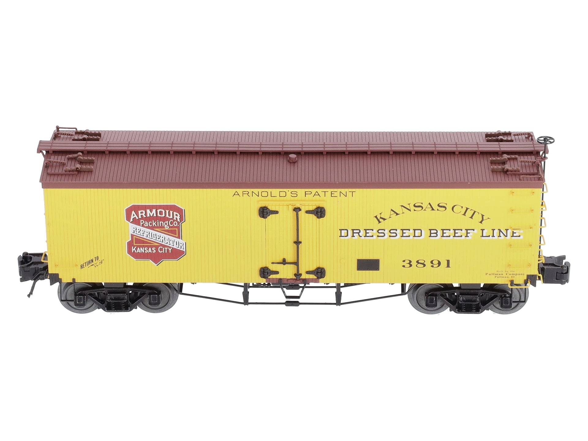 Atlas 3001427S O Gauge KC Armour Packing Co. 36' Wood Reefer Car #3891 (3-Rail) LN/Box