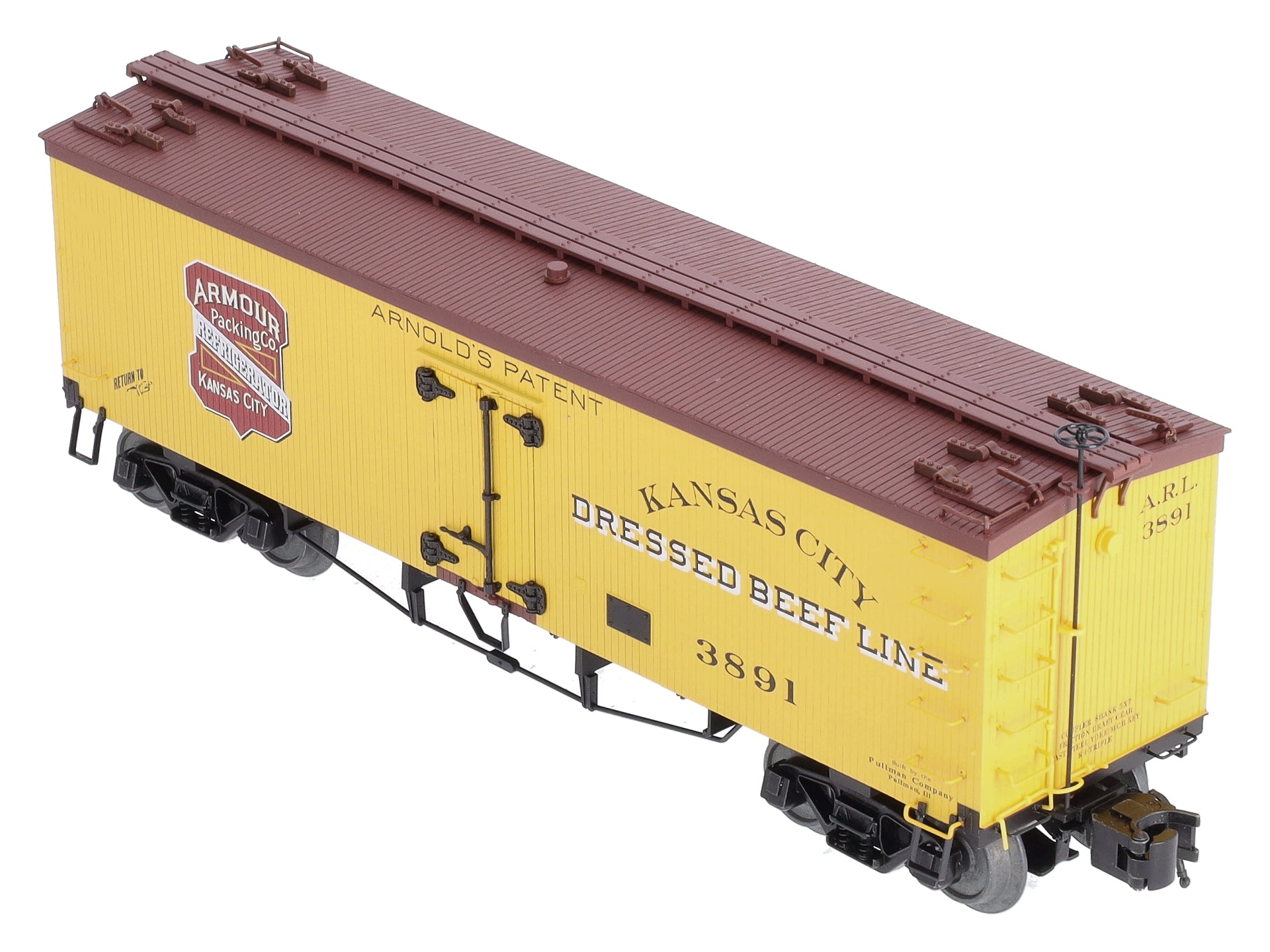 Atlas 3001427S O Gauge KC Armour Packing Co. 36' Wood Reefer Car #3891 (3-Rail) LN/Box
