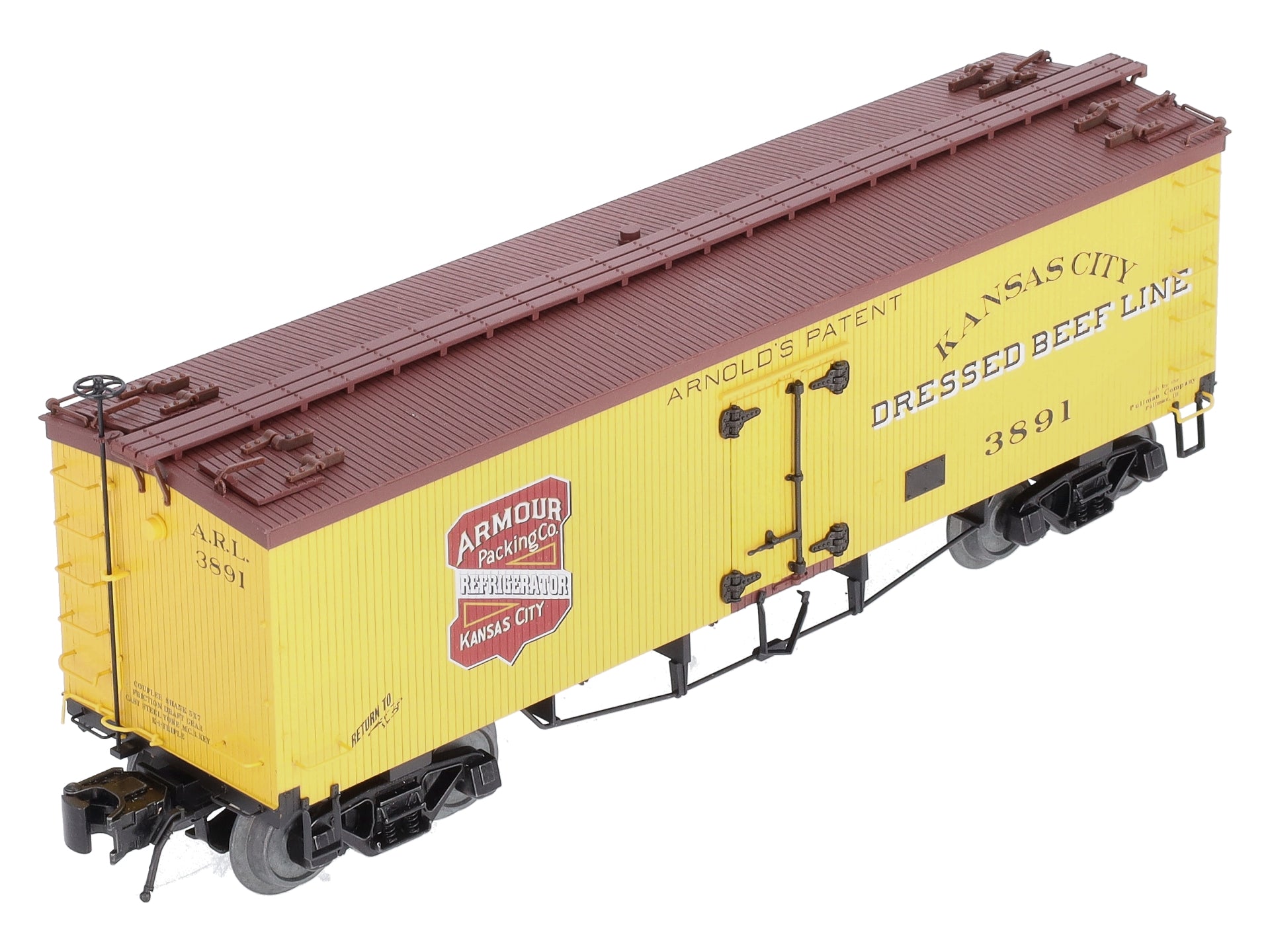 Atlas 3001427S O Gauge KC Armour Packing Co. 36' Wood Reefer Car #3891 (3-Rail) LN/Box