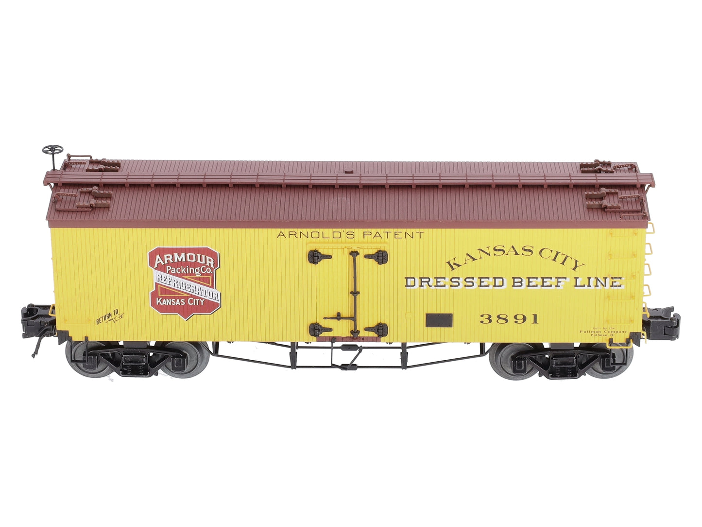 Atlas 3001427S O Gauge KC Armour Packing Co. 36' Wood Reefer Car #3891 (3-Rail) LN/Box