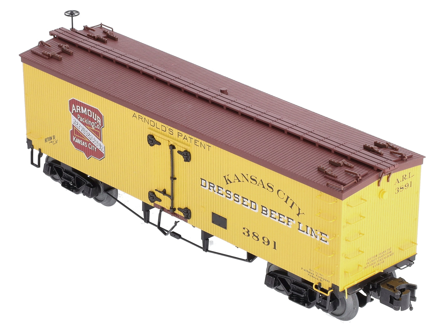 Atlas 3001427S O Gauge KC Armour Packing Co. 36' Wood Reefer Car #3891 (3-Rail) LN/Box