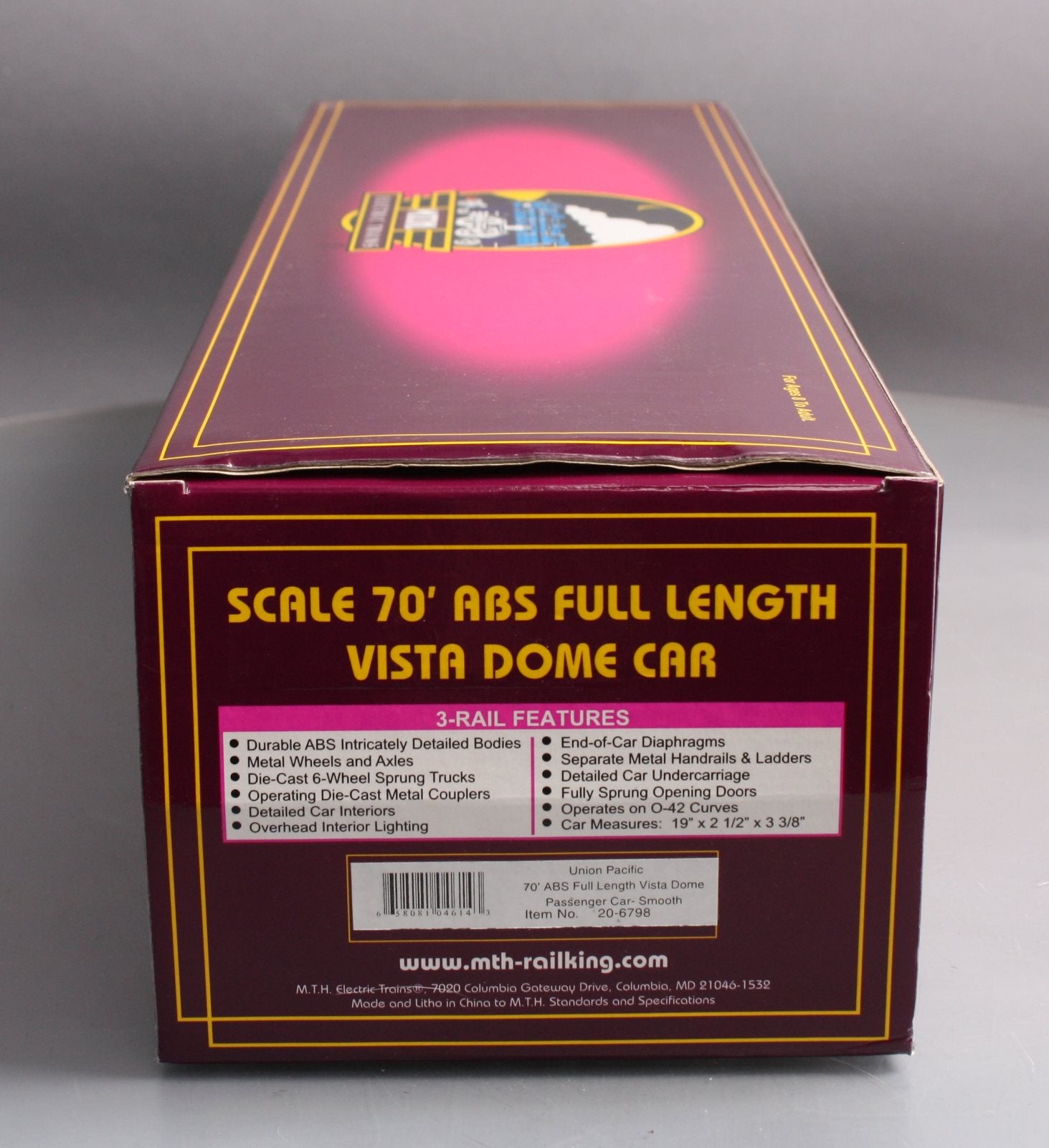 MTH 20-6798 Union Pacific 70' ABS Vista Dome Passenger Car LN/Box