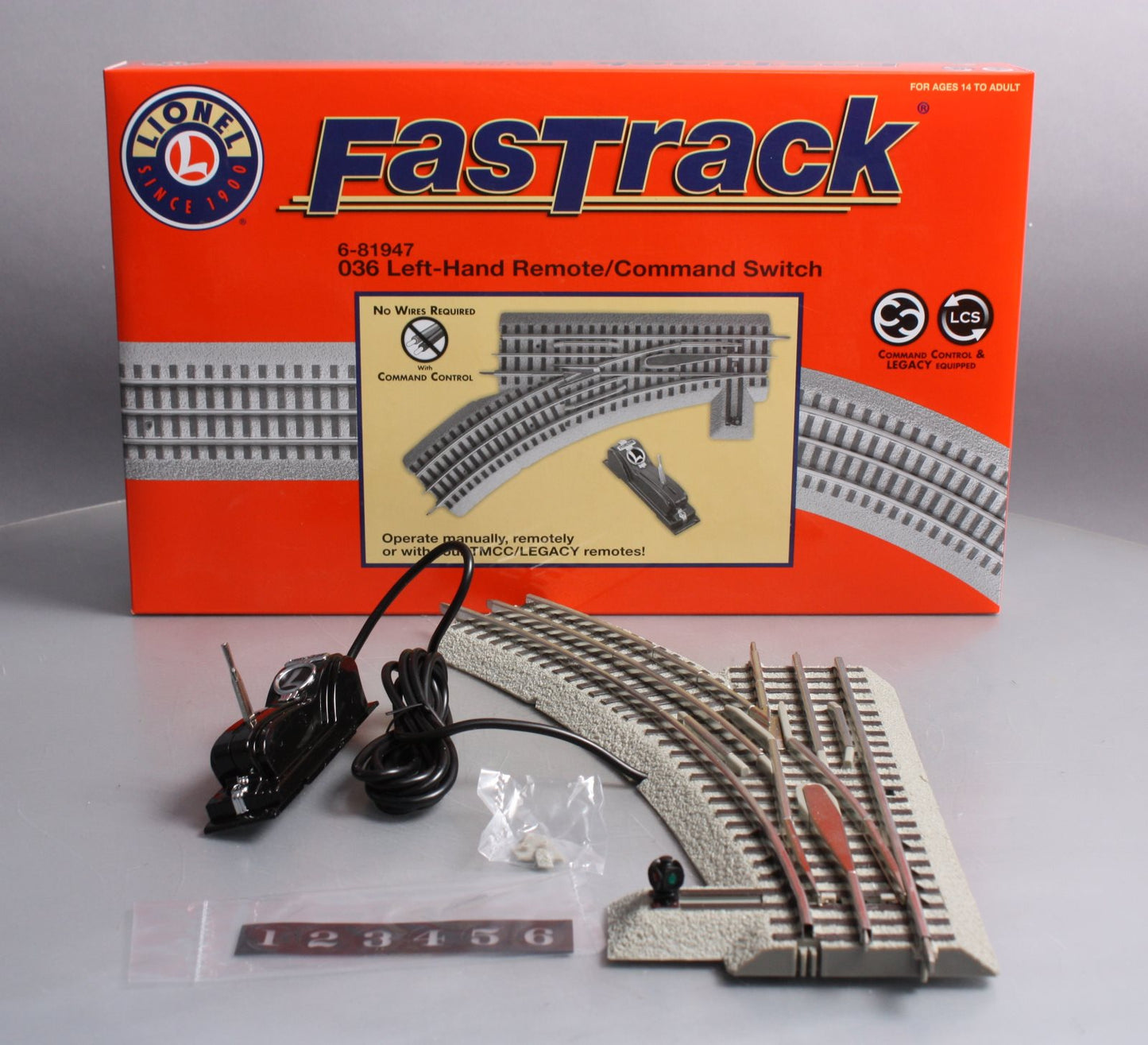 Lionel 6-81947 O-36 Remote Left Hand FasTrack Remote/Command Switch Turnout LN/Box