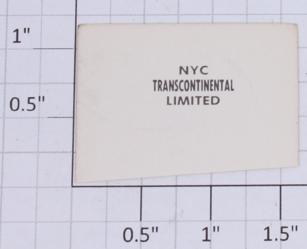 Lionel 416-3 NYC Transcontinental Limited Drumhead Insert