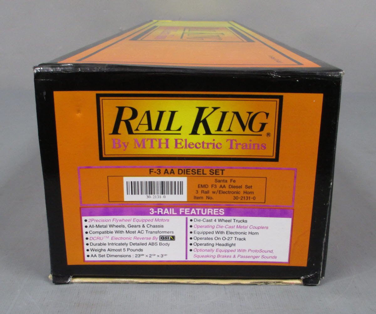 MTH 30-2131-0 O Gauge Santa Fe F-3 AA Diesel Locomotive Set w/ Horn #16/17 LN/Box