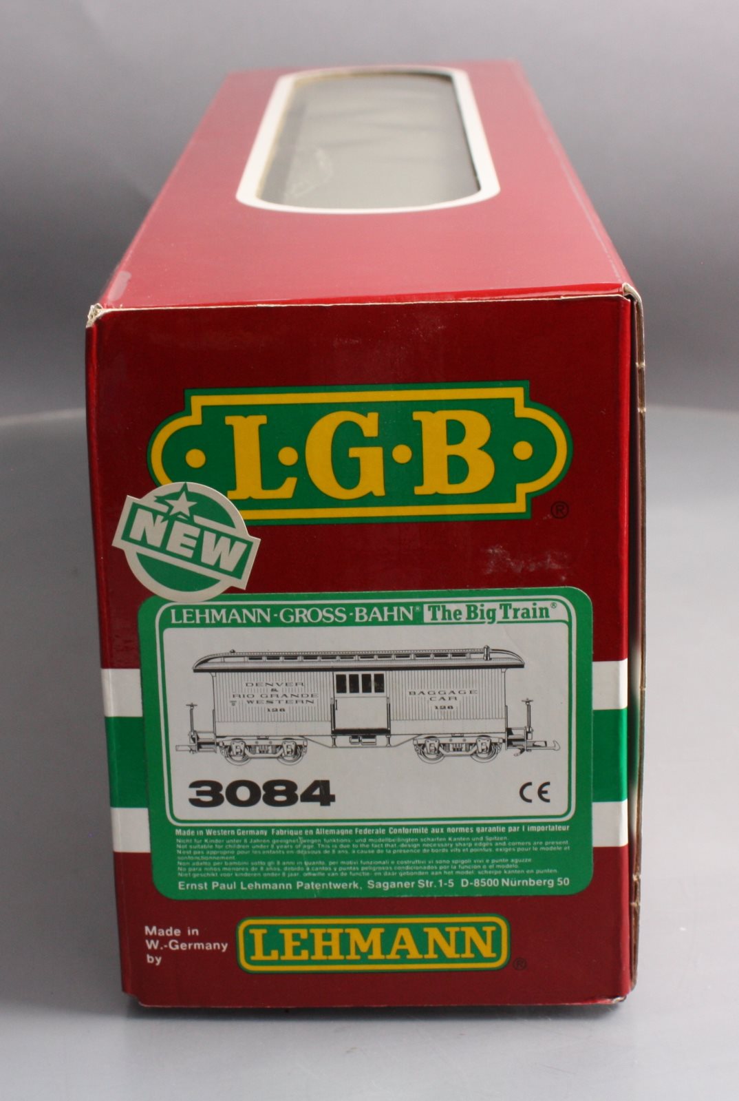LGB 3084 G Scale D&RG Yellow & Silver Baggage Car #126 LN/Box