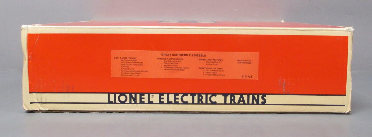 Lionel 6-11724 O Gauge Great Northern F3 ABA Diesel Locomotive Set EX/Box