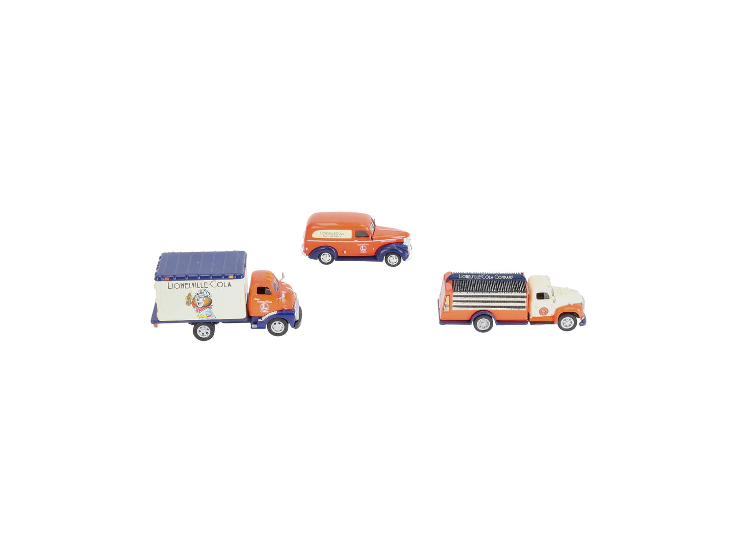 Lionel AHM43-LC3 1:48 Lionelville Cola Beverage/Delivery & Box Truck (Pack of 3) LN/Box