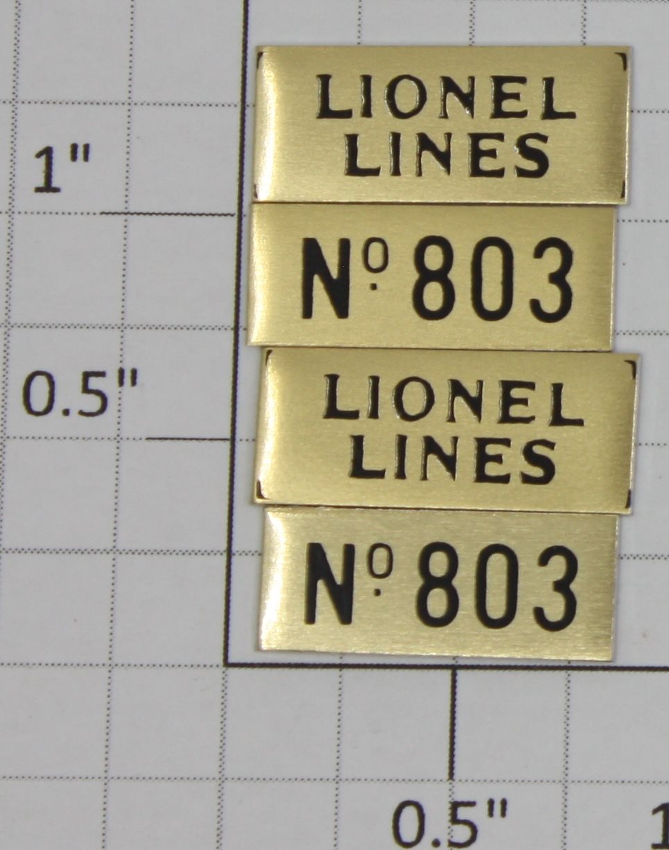 Lionel 803-20 Brass Lionel Lines and Number Plates (Set of 4)